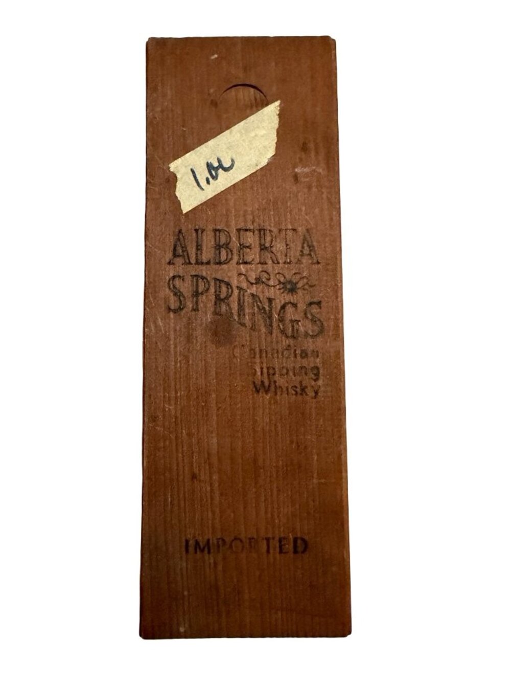 Vintage Alberta Springs Canadian Sipping Whisky Wooden Box Sliding Lid 1970s